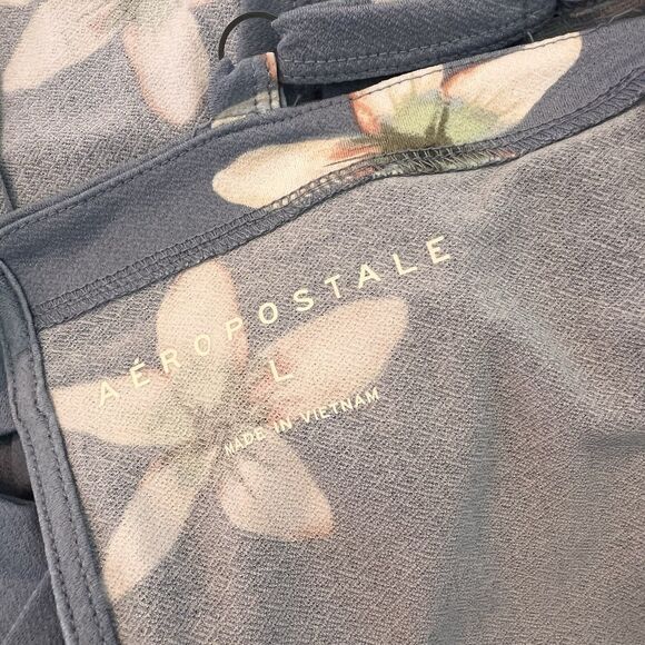 Aeropostale V Neck Sleeveless Floral Tie Back Stretch Romper Large NWT #102 - Picture 11 of 11